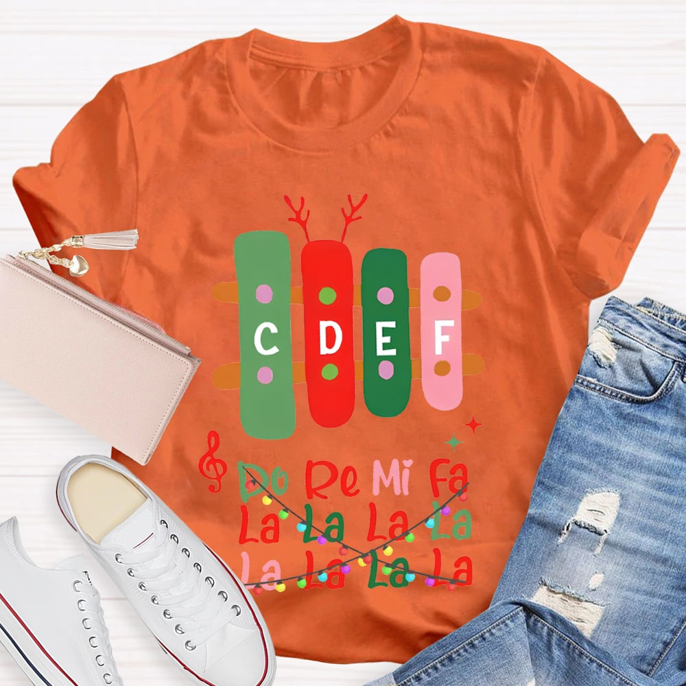 Do Re Mi Fa La La La La Colorful Font Christmas Music Teacher T-shirt