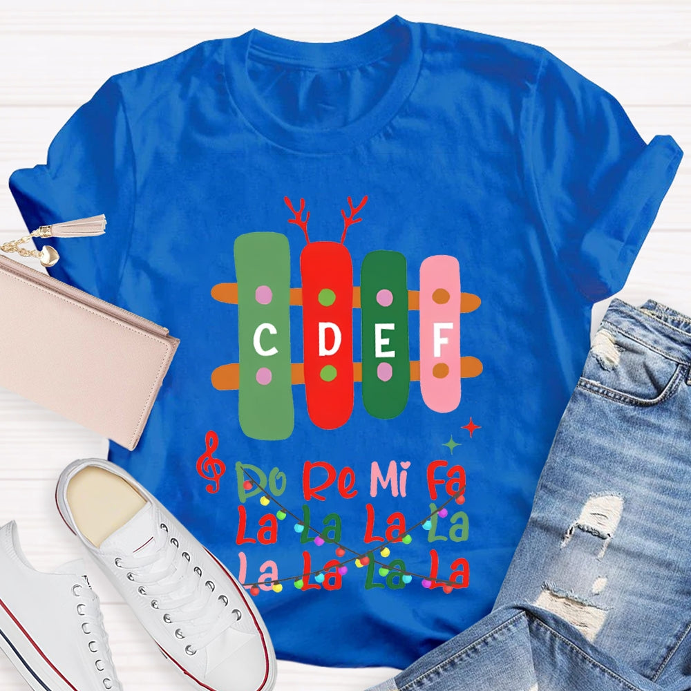Do Re Mi Fa La La La La Colorful Font Christmas Music Teacher T-shirt