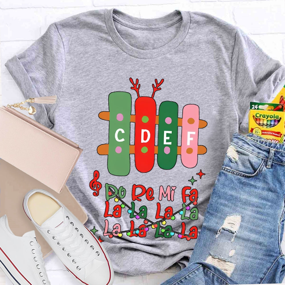 Do Re Mi Fa La La La La Colorful Font Christmas Music Teacher T-shirt