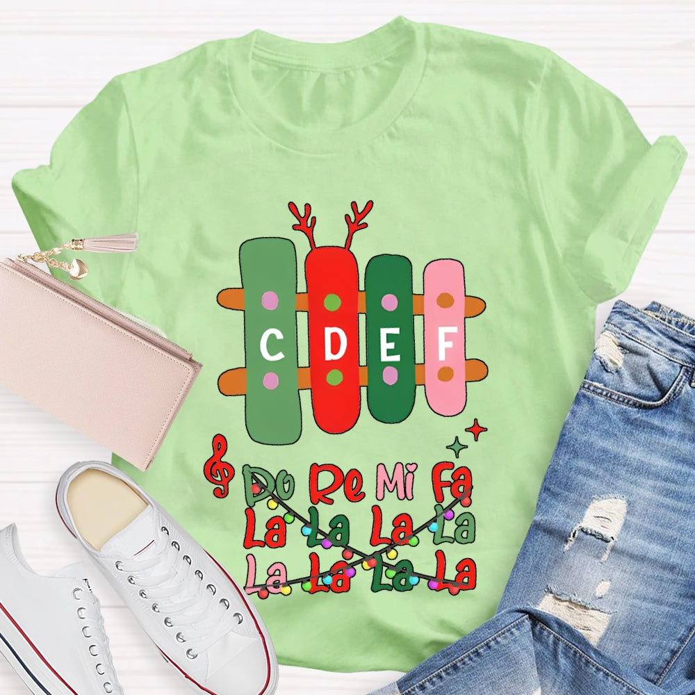 Do Re Mi Fa La La La La Colorful Font Christmas Music Teacher T-shirt