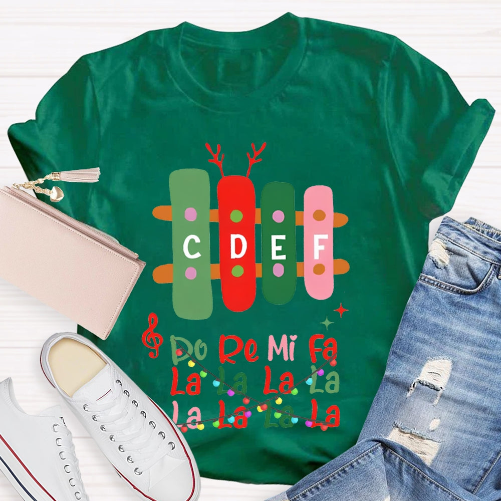 Do Re Mi Fa La La La La Colorful Font Christmas Music Teacher T-shirt