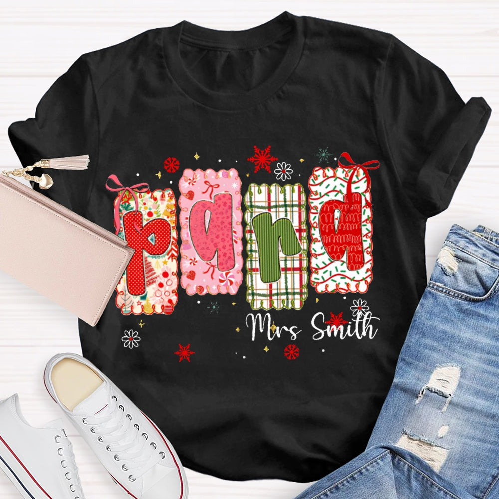 Personalized Name Para Color Block Font Christmas Vibes T-shirt