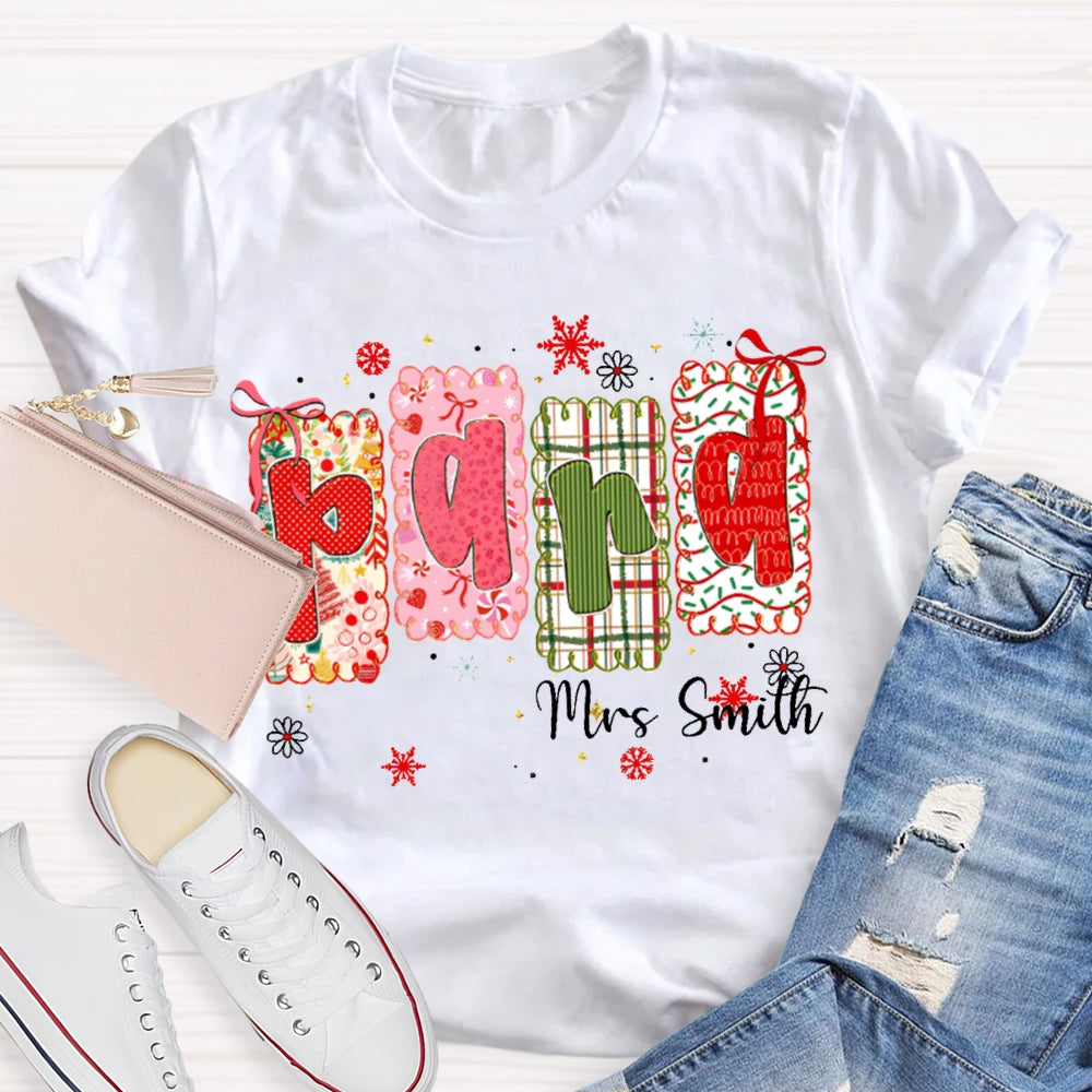 Personalized Name Para Color Block Font Christmas Vibes T-shirt