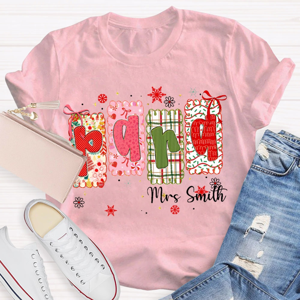 Personalized Name Para Color Block Font Christmas Vibes T-shirt