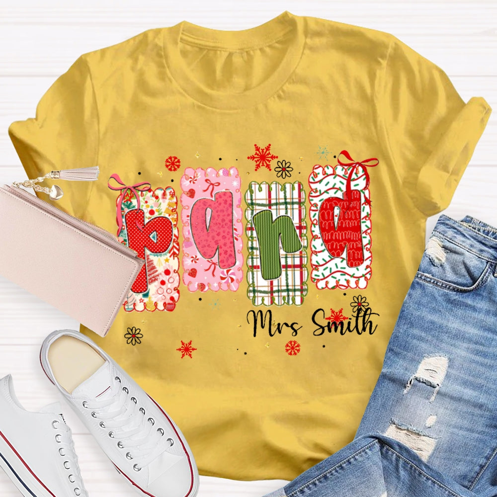 Personalized Name Para Color Block Font Christmas Vibes T-shirt