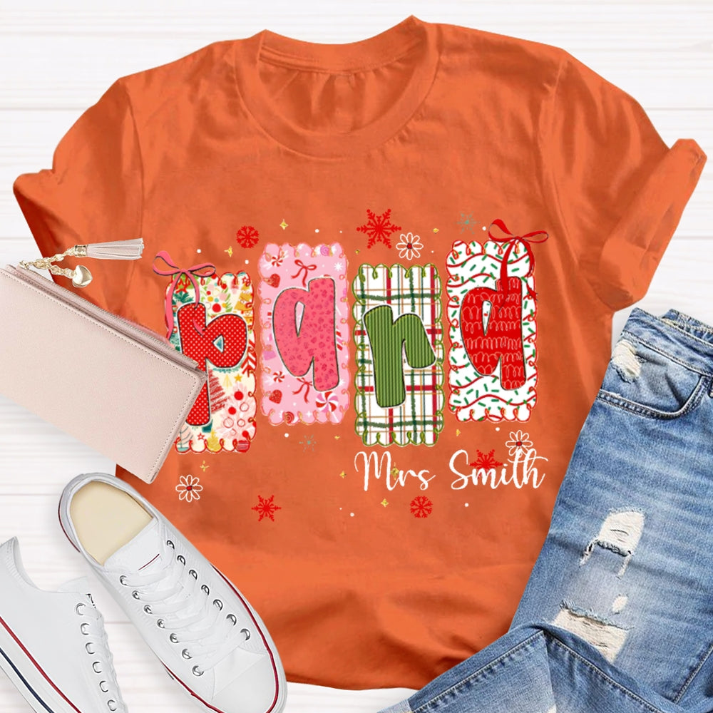Personalized Name Para Color Block Font Christmas Vibes T-shirt