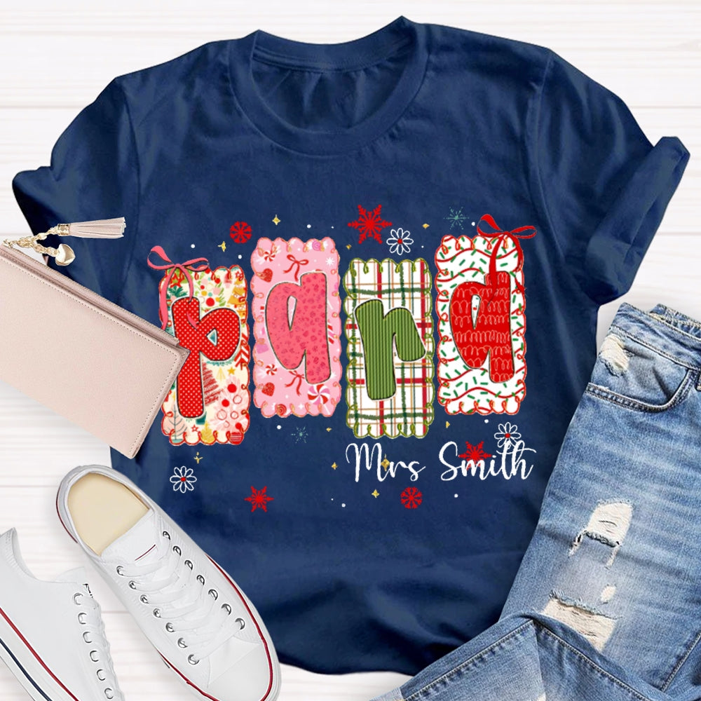 Personalized Name Para Color Block Font Christmas Vibes T-shirt