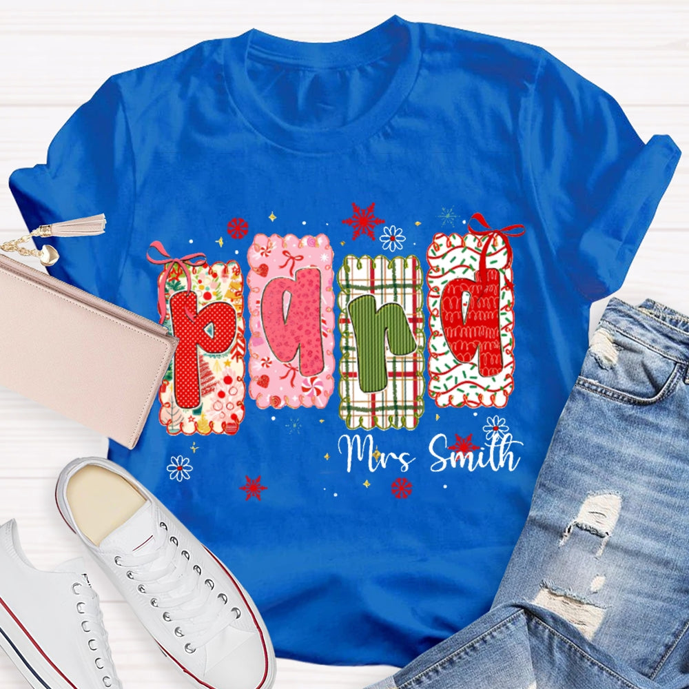 Personalized Name Para Color Block Font Christmas Vibes T-shirt