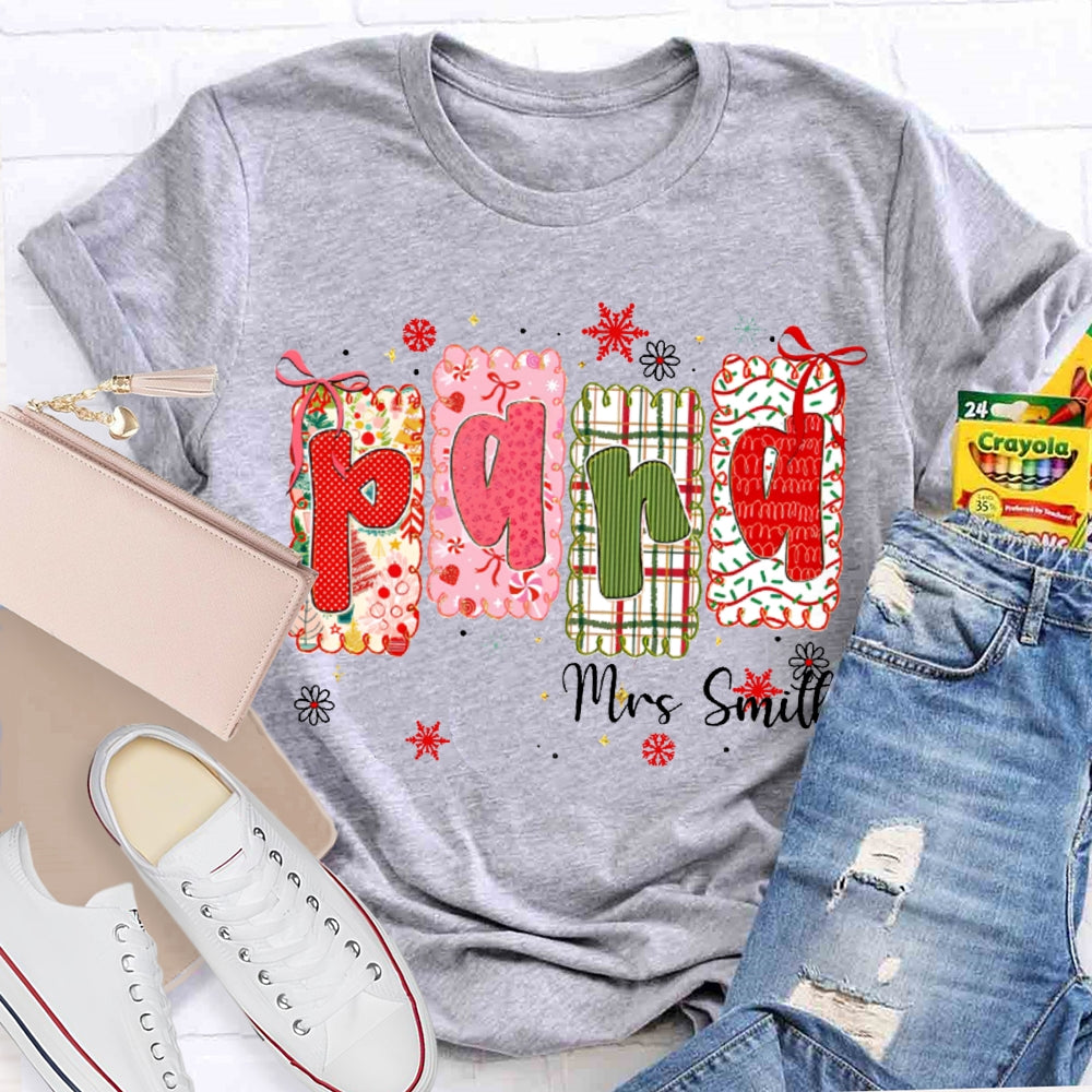 Personalized Name Para Color Block Font Christmas Vibes T-shirt