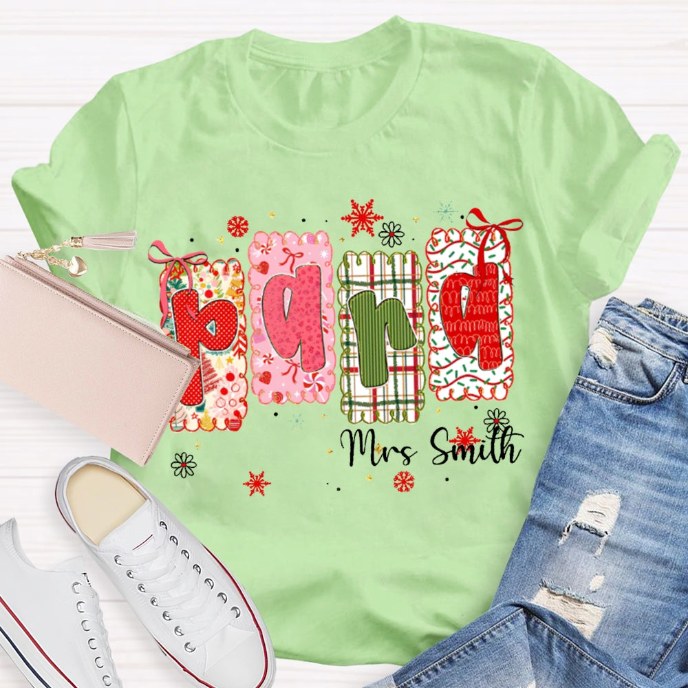 Personalized Name Para Color Block Font Christmas Vibes T-shirt