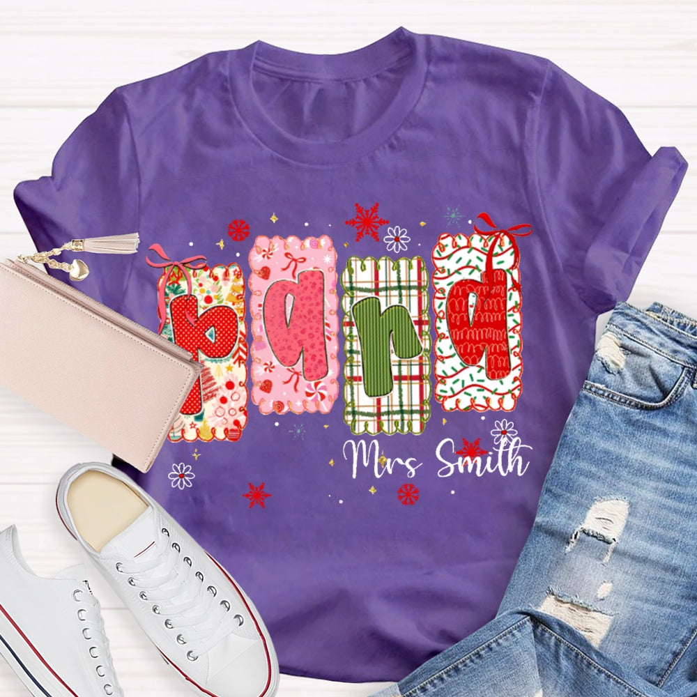 Personalized Name Para Color Block Font Christmas Vibes T-shirt