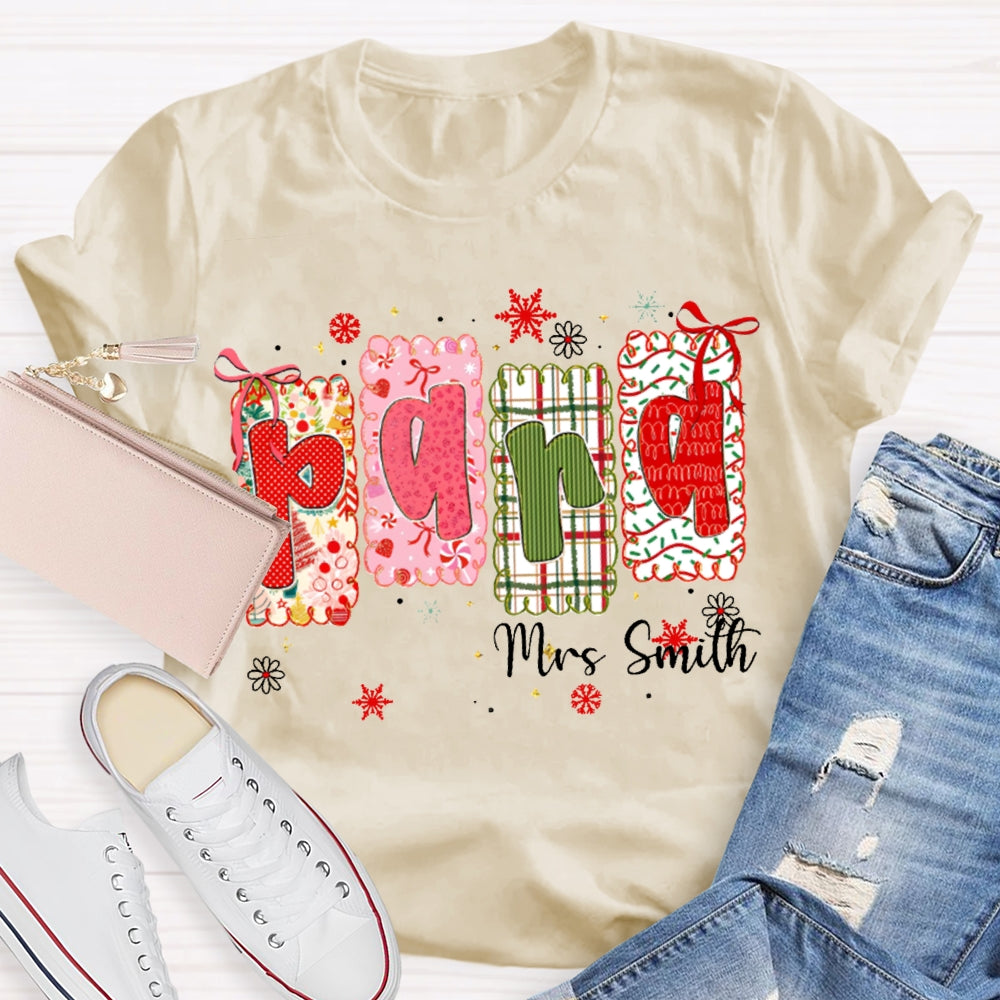 Personalized Name Para Color Block Font Christmas Vibes T-shirt