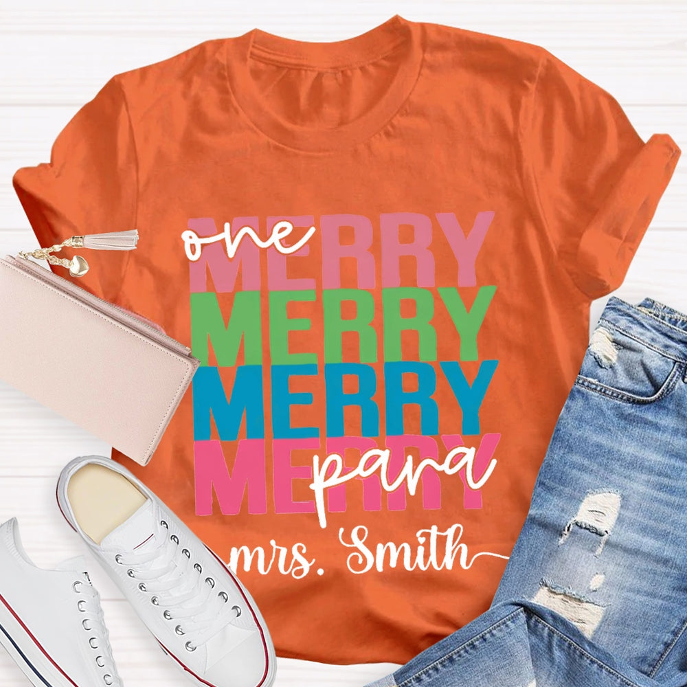 Personalized Name One Para Merry Christmas T-shirt