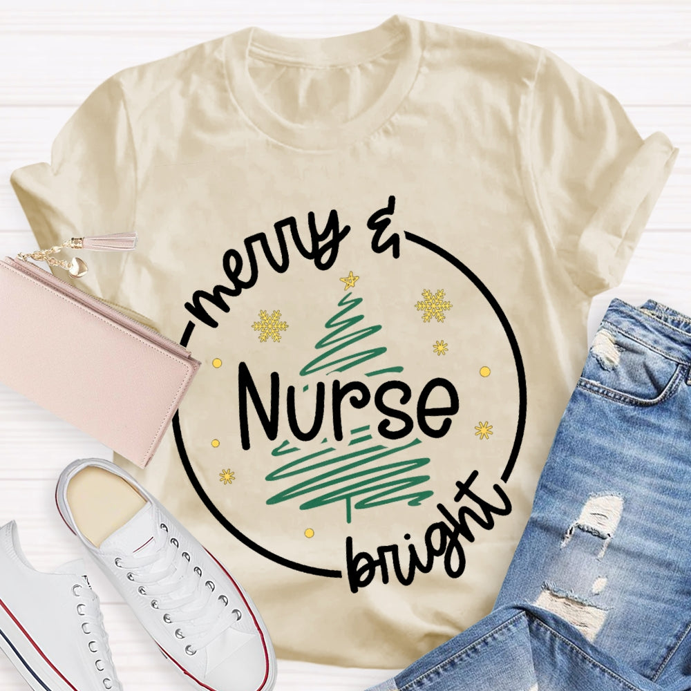 Merry Nurse Bright Christmas Tree T-shirt