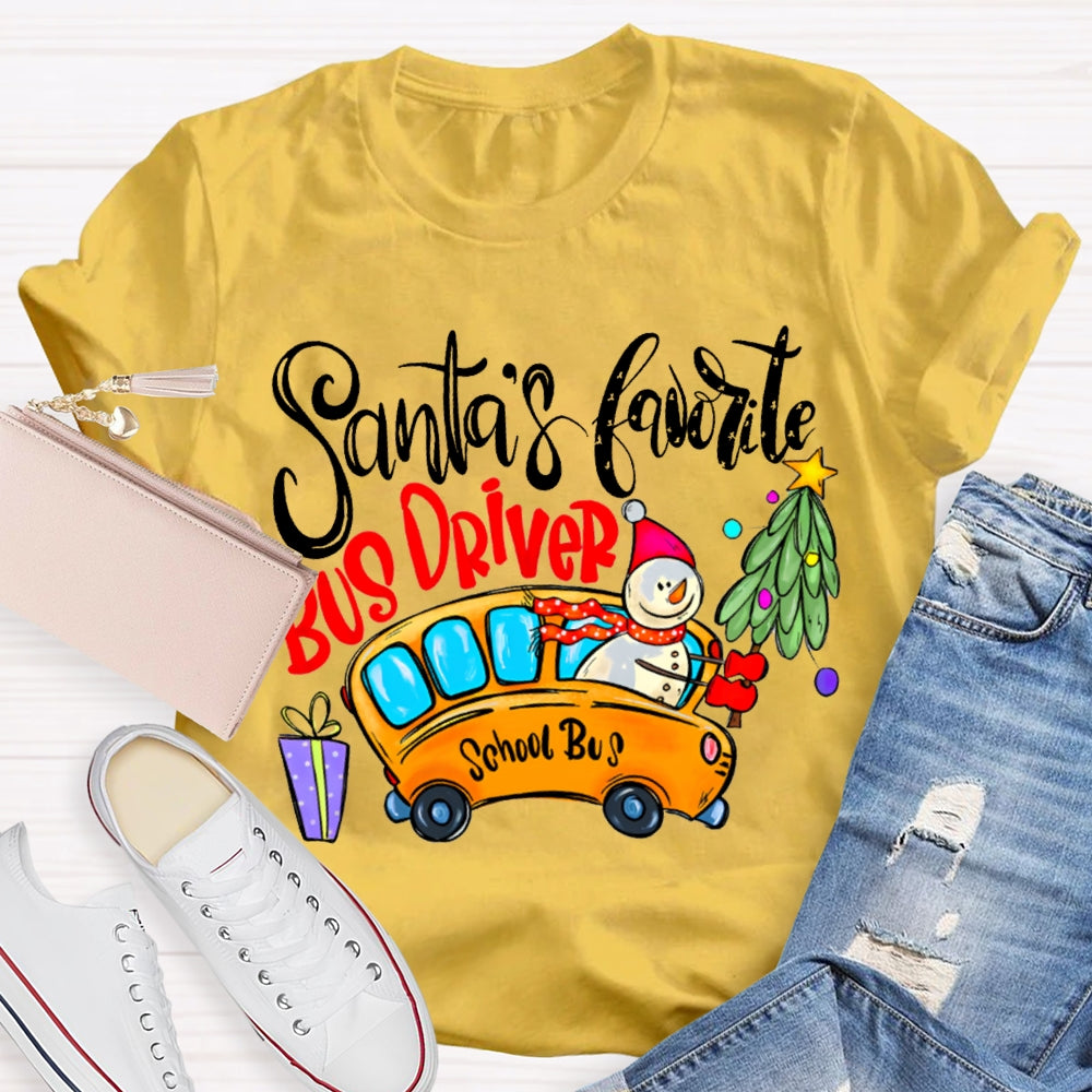 Santa'S Favorite School Bus Driver Christmas T-shirt