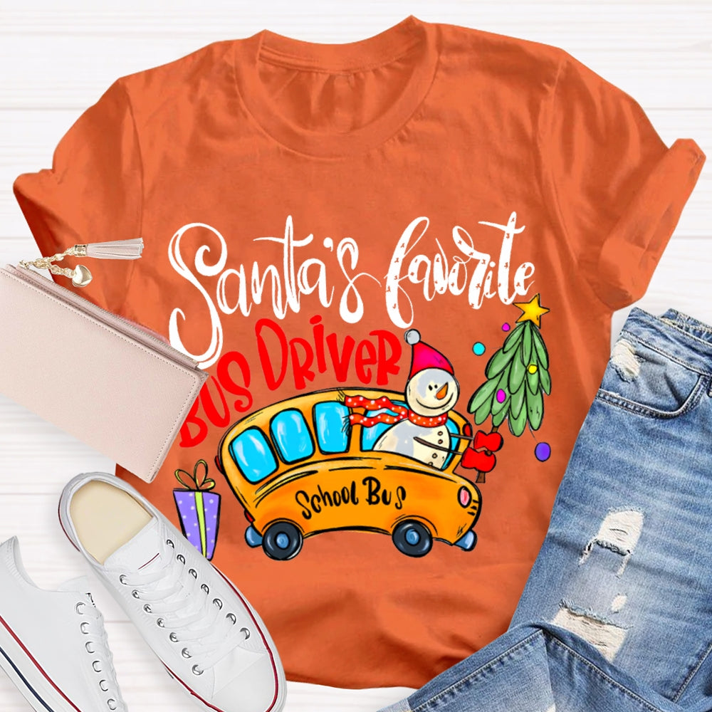 Santa'S Favorite School Bus Driver Christmas T-shirt
