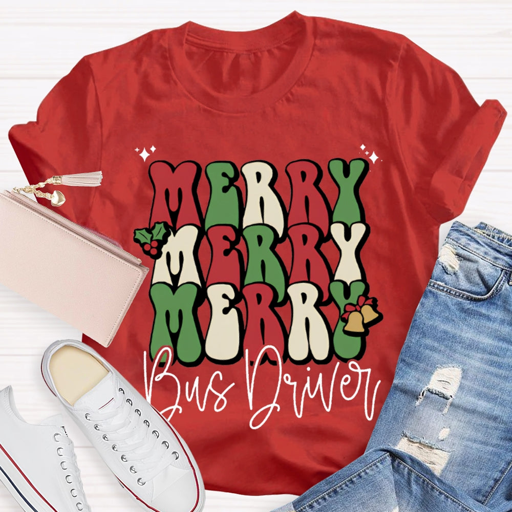 Merry Bus Driver Christmas Vibes T-shirt