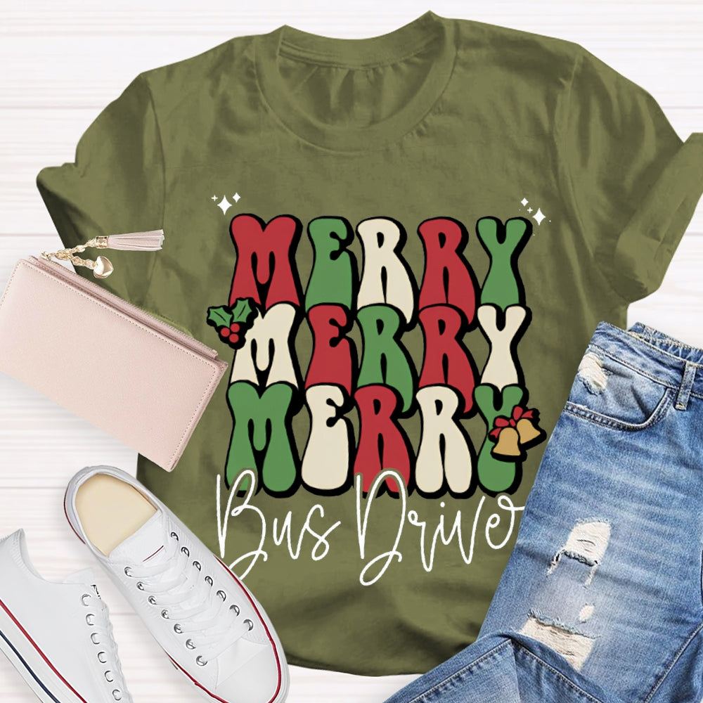 Merry Bus Driver Christmas Vibes T-shirt