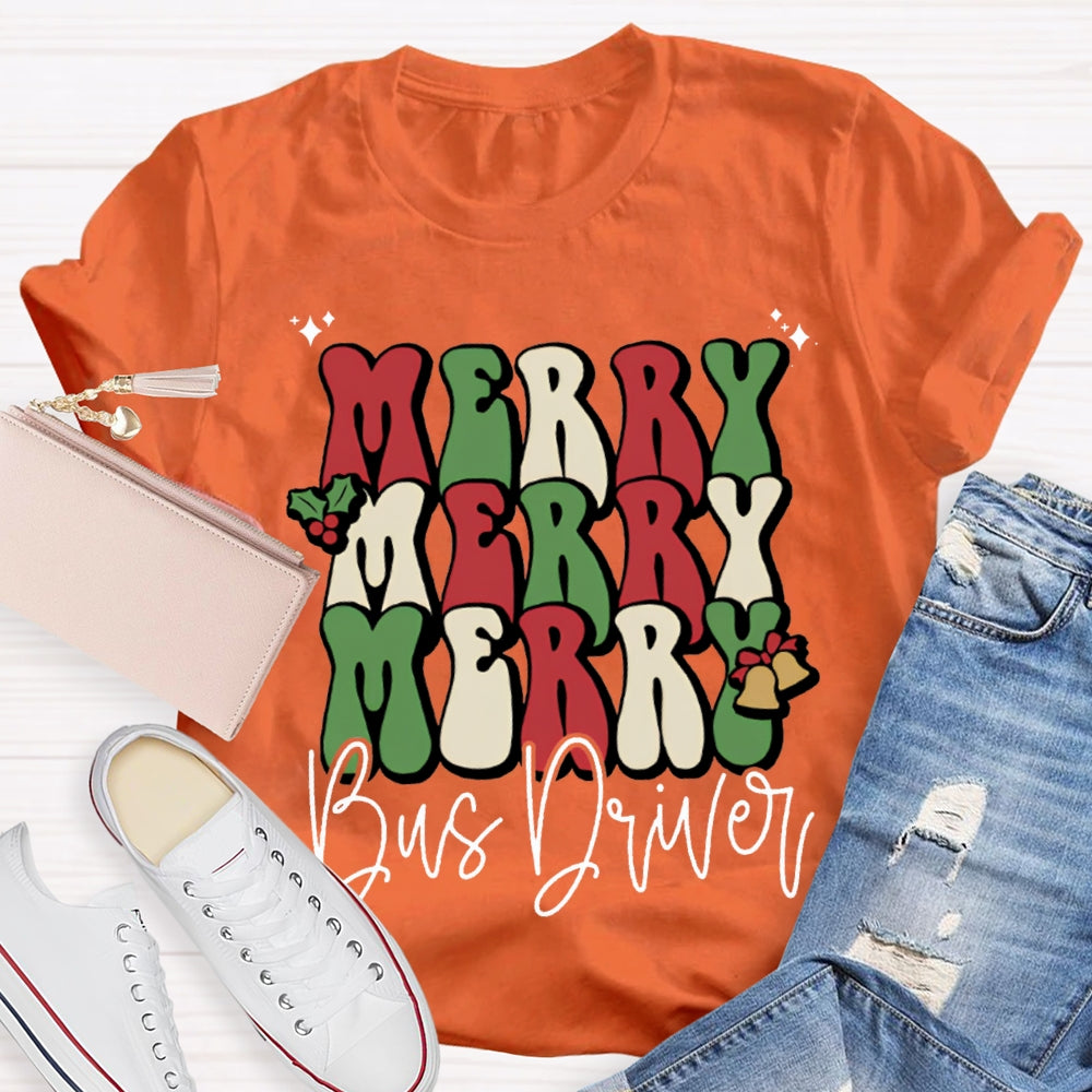 Merry Bus Driver Christmas Vibes T-shirt