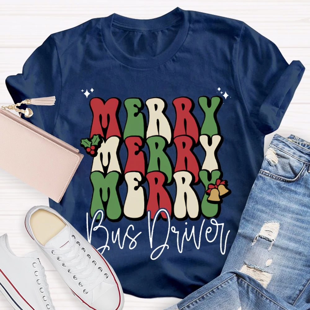 Merry Bus Driver Christmas Vibes T-shirt