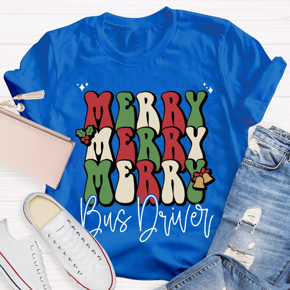Merry Bus Driver Christmas Vibes T-shirt