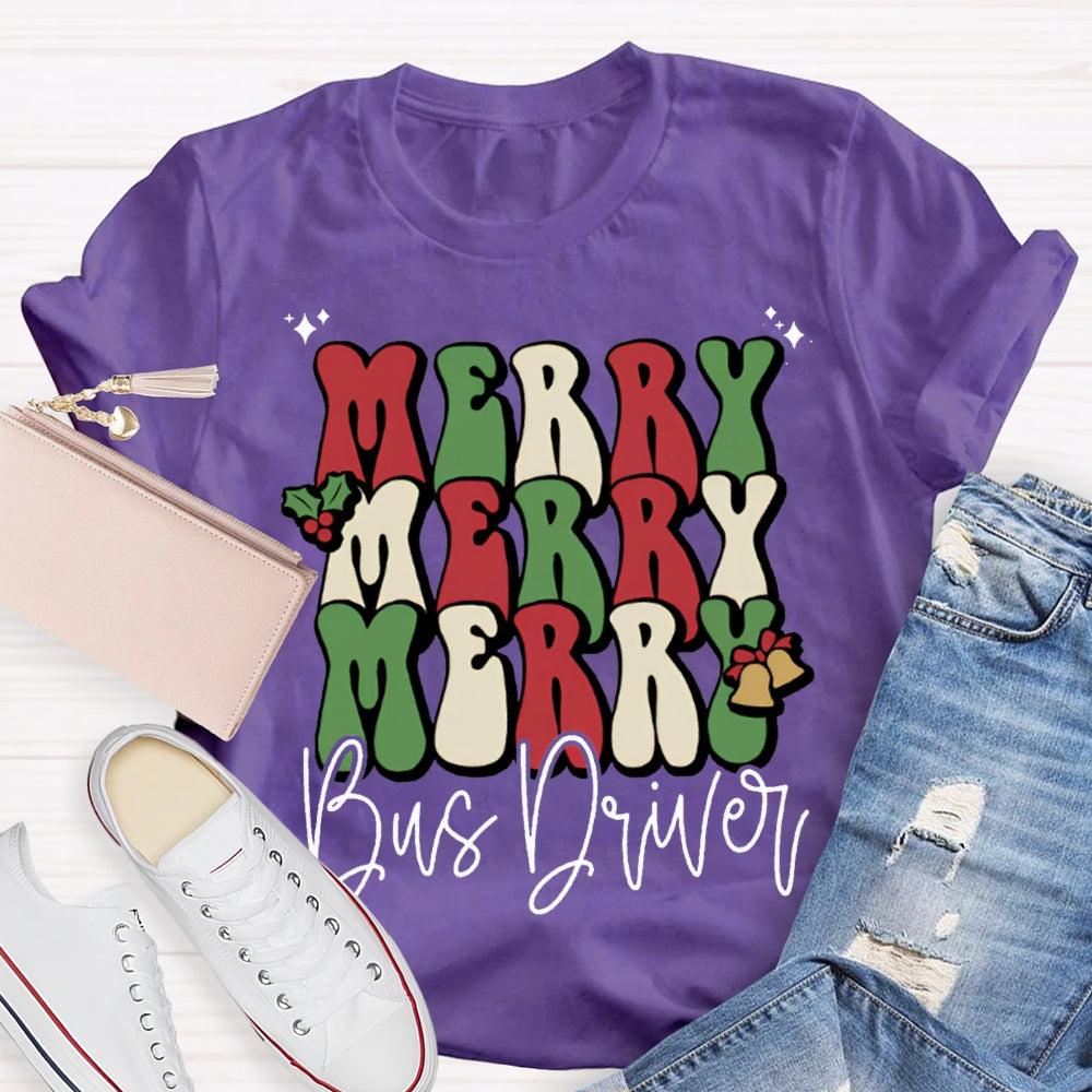 Merry Bus Driver Christmas Vibes T-shirt