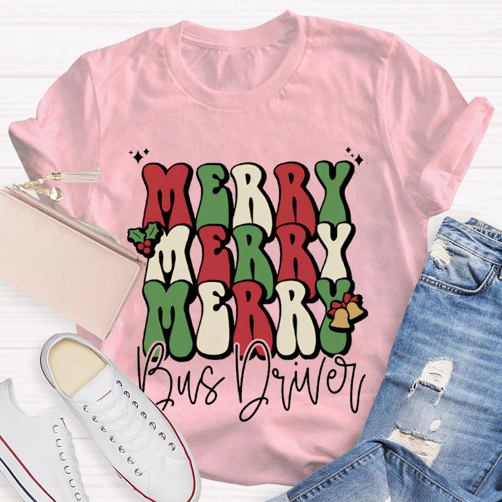 Merry Bus Driver Christmas Vibes T-shirt