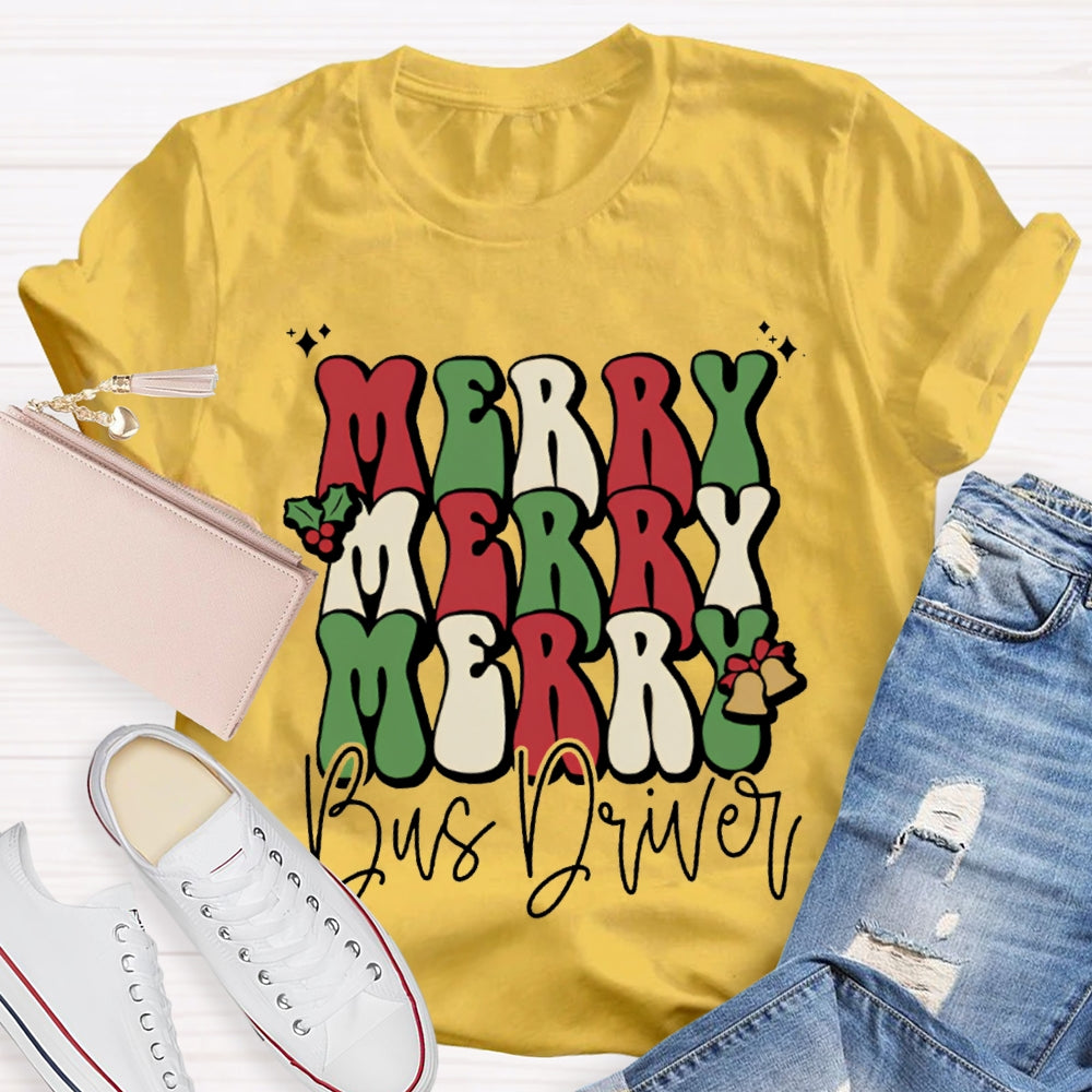 Merry Bus Driver Christmas Vibes T-shirt