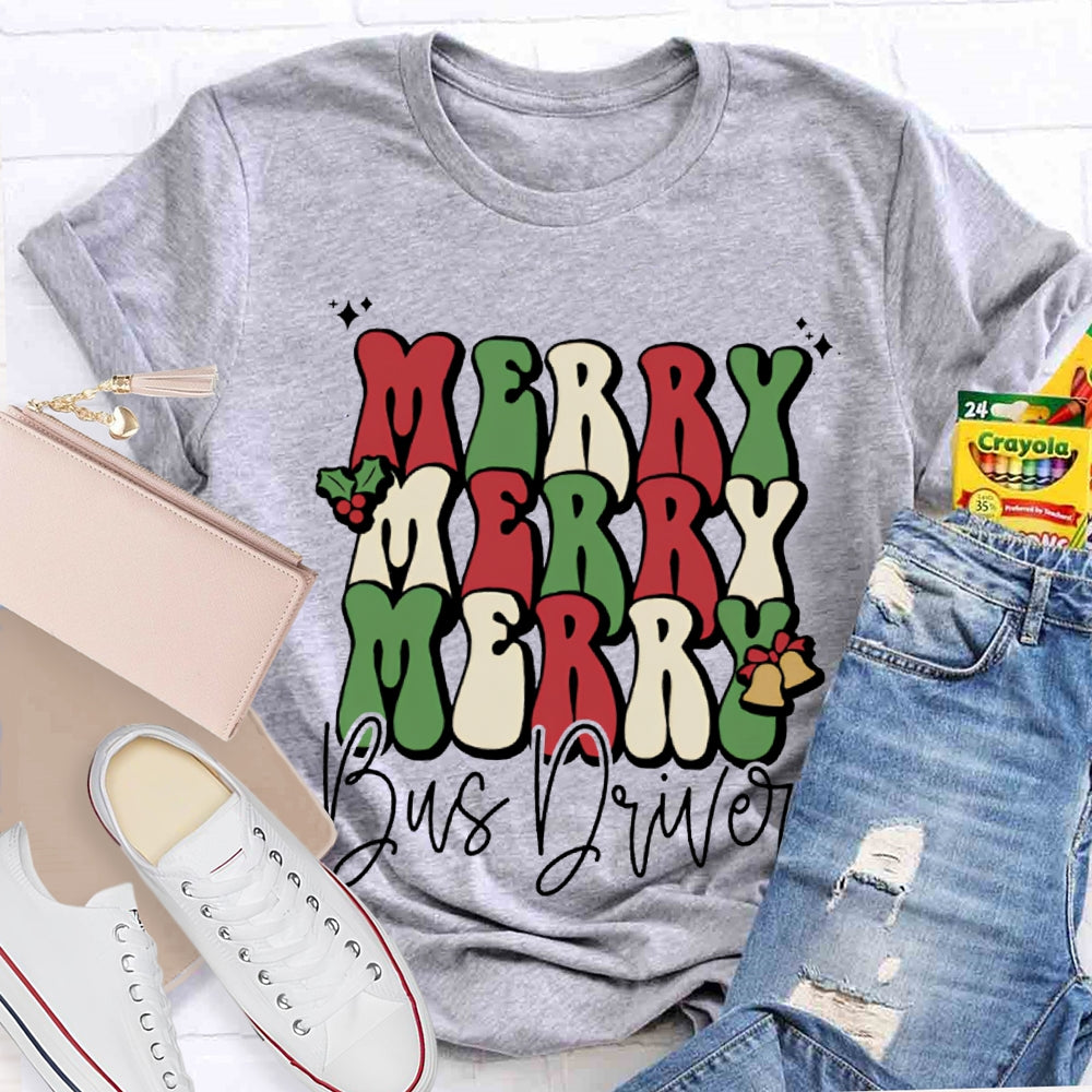 Merry Bus Driver Christmas Vibes T-shirt