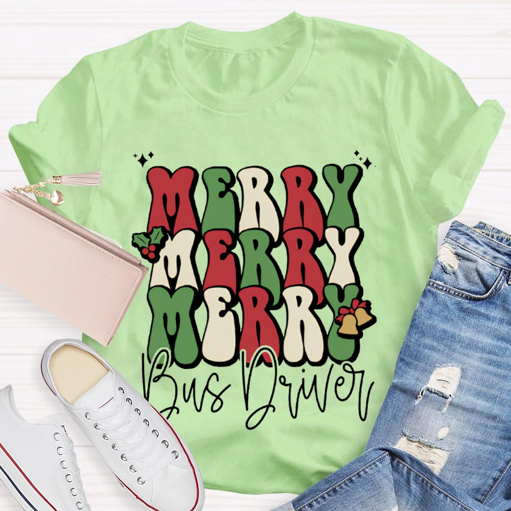 Merry Bus Driver Christmas Vibes T-shirt