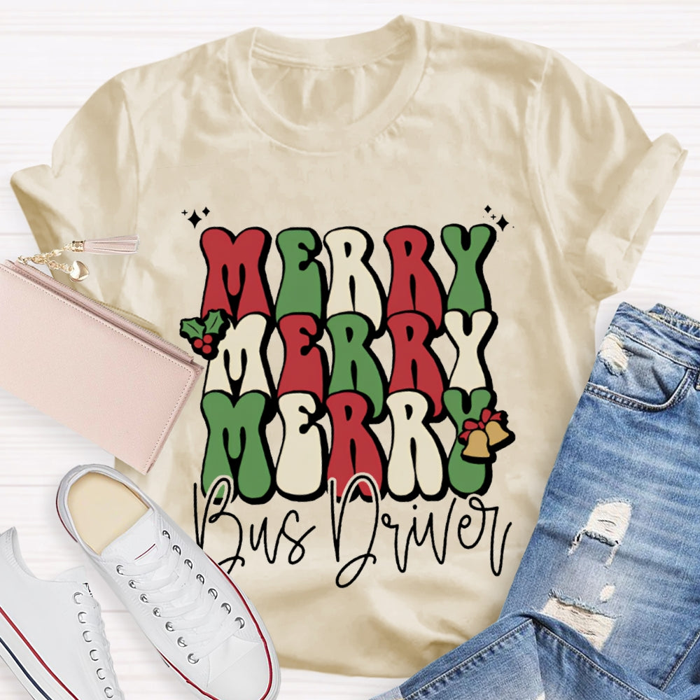 Merry Bus Driver Christmas Vibes T-shirt