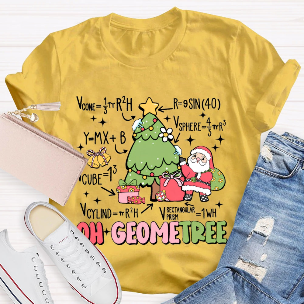 Oh Geometree Santa Claus And Christmas Tree Math Teacher T-shirt