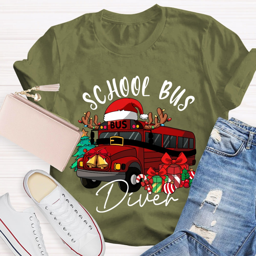 School Bus Driver Christmas School Bus Christmas Vibes T-shirt