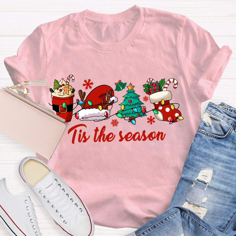 His The Season Christmas Tree And Santa Hat Christmas T-shirt