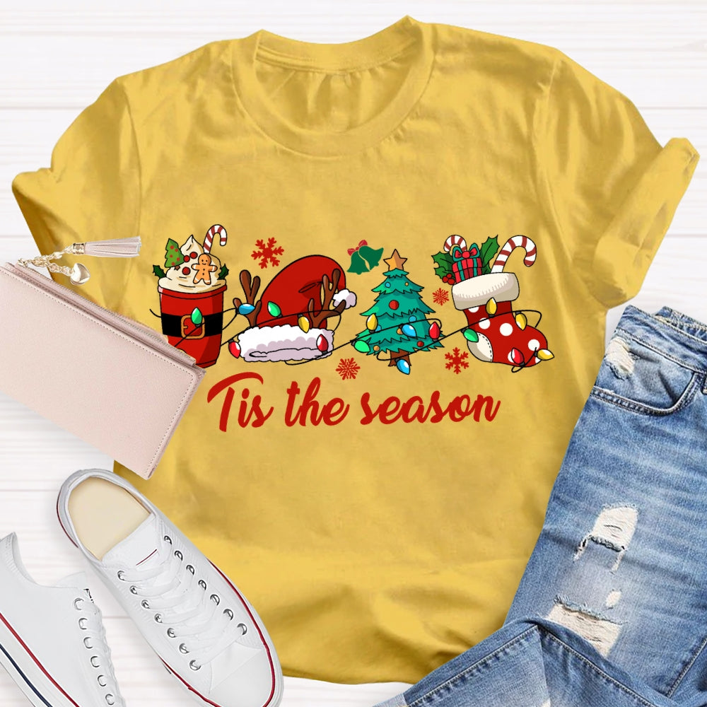 His The Season Christmas Tree And Santa Hat Christmas T-shirt