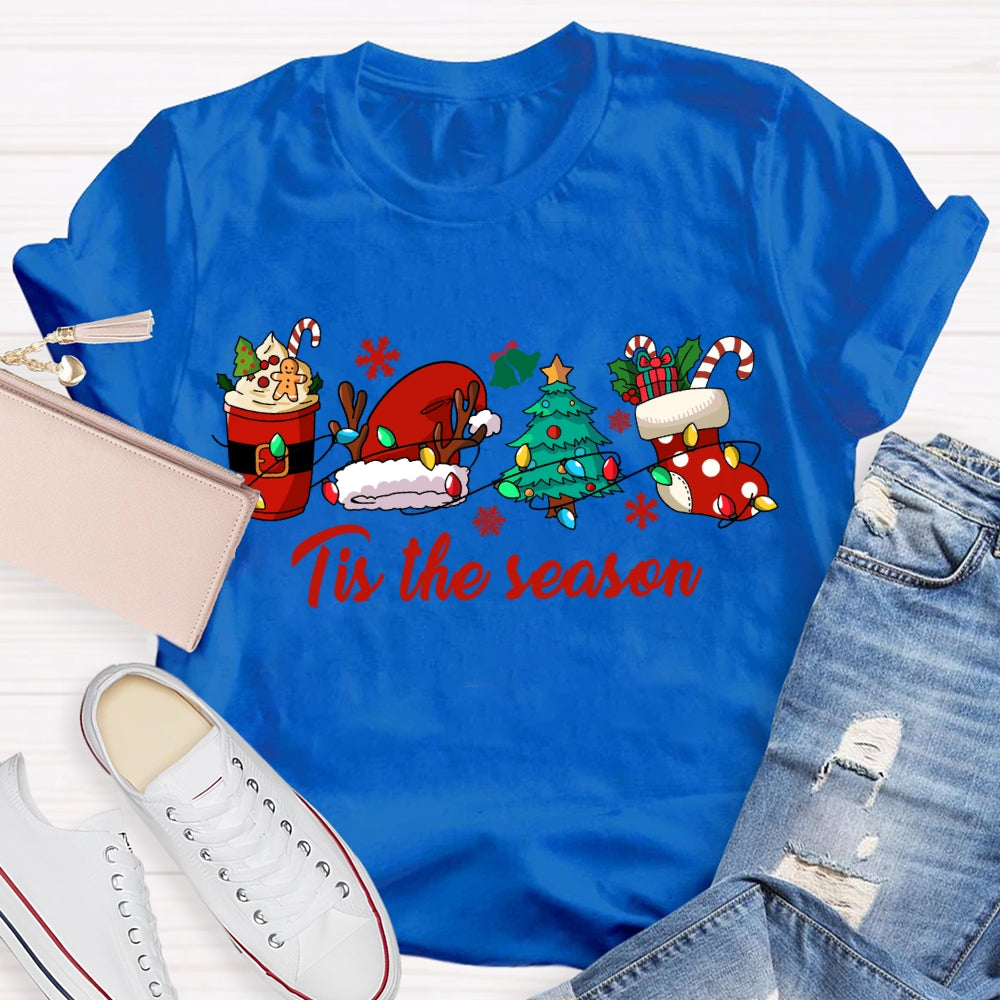 His The Season Christmas Tree And Santa Hat Christmas T-shirt