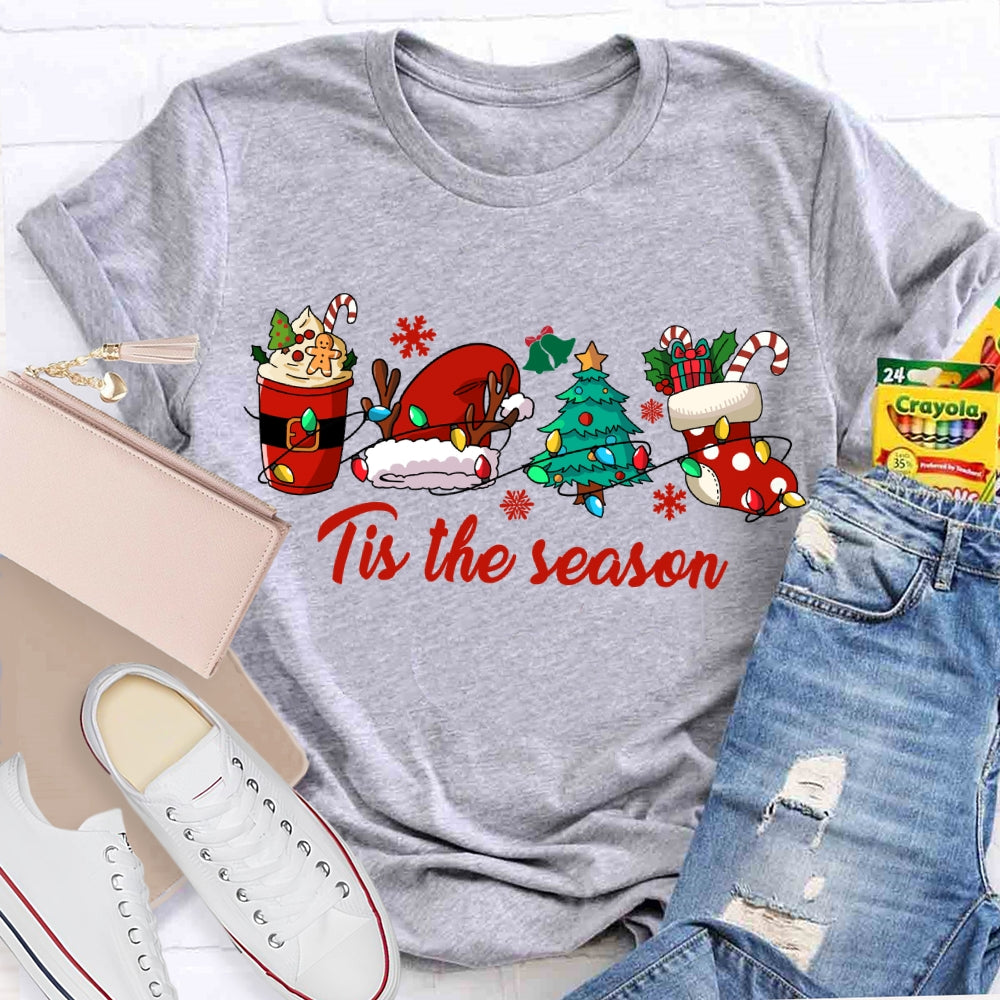 His The Season Christmas Tree And Santa Hat Christmas T-shirt