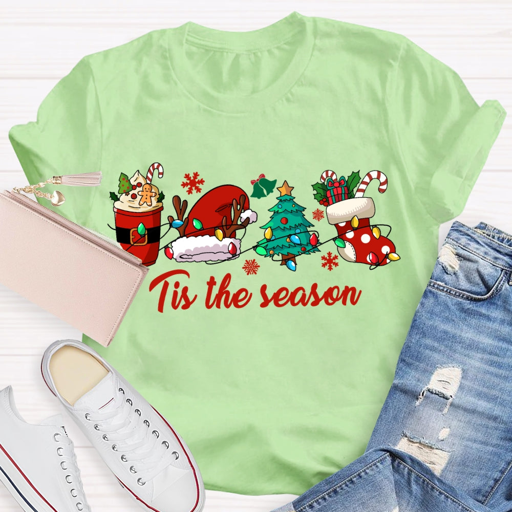 His The Season Christmas Tree And Santa Hat Christmas T-shirt