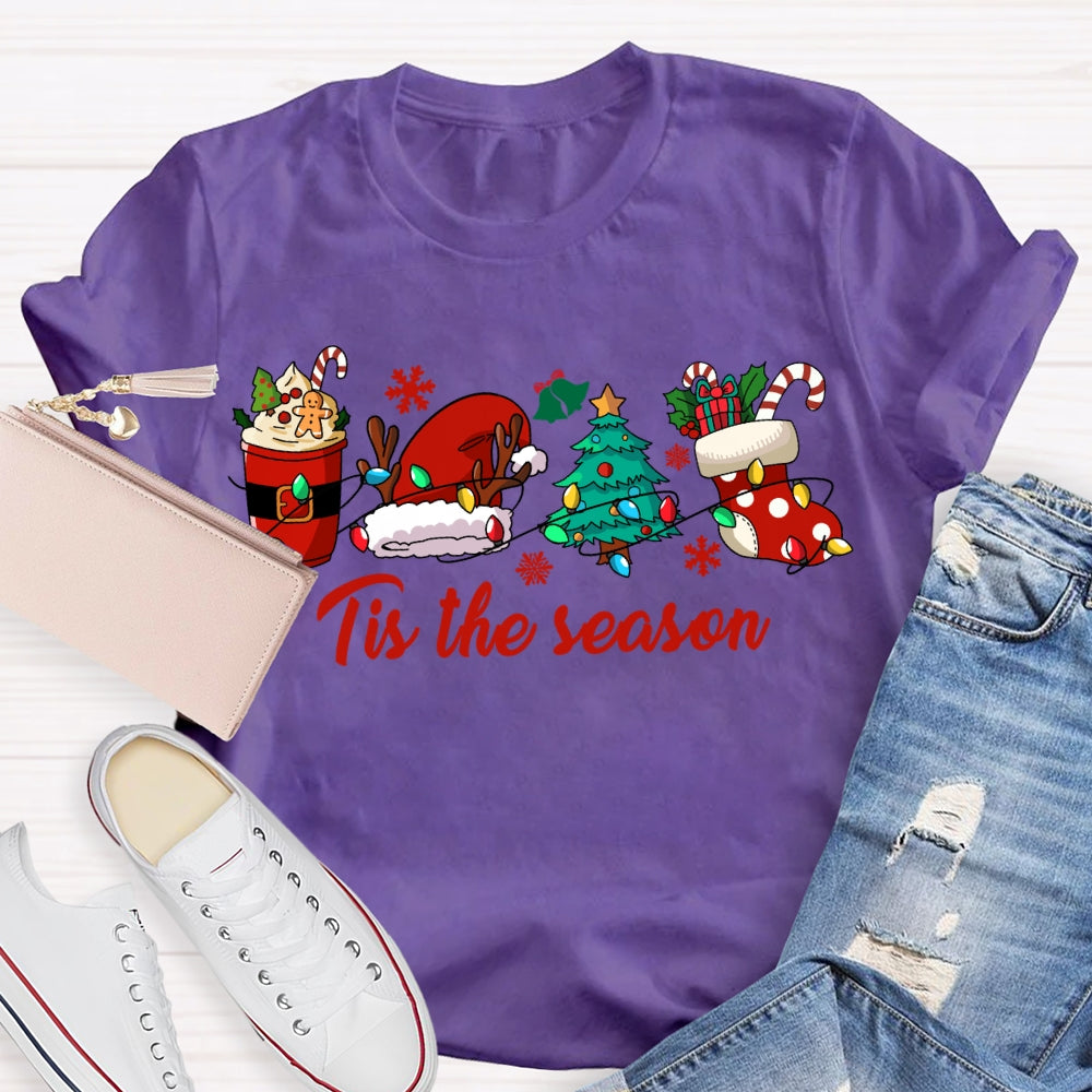 His The Season Christmas Tree And Santa Hat Christmas T-shirt