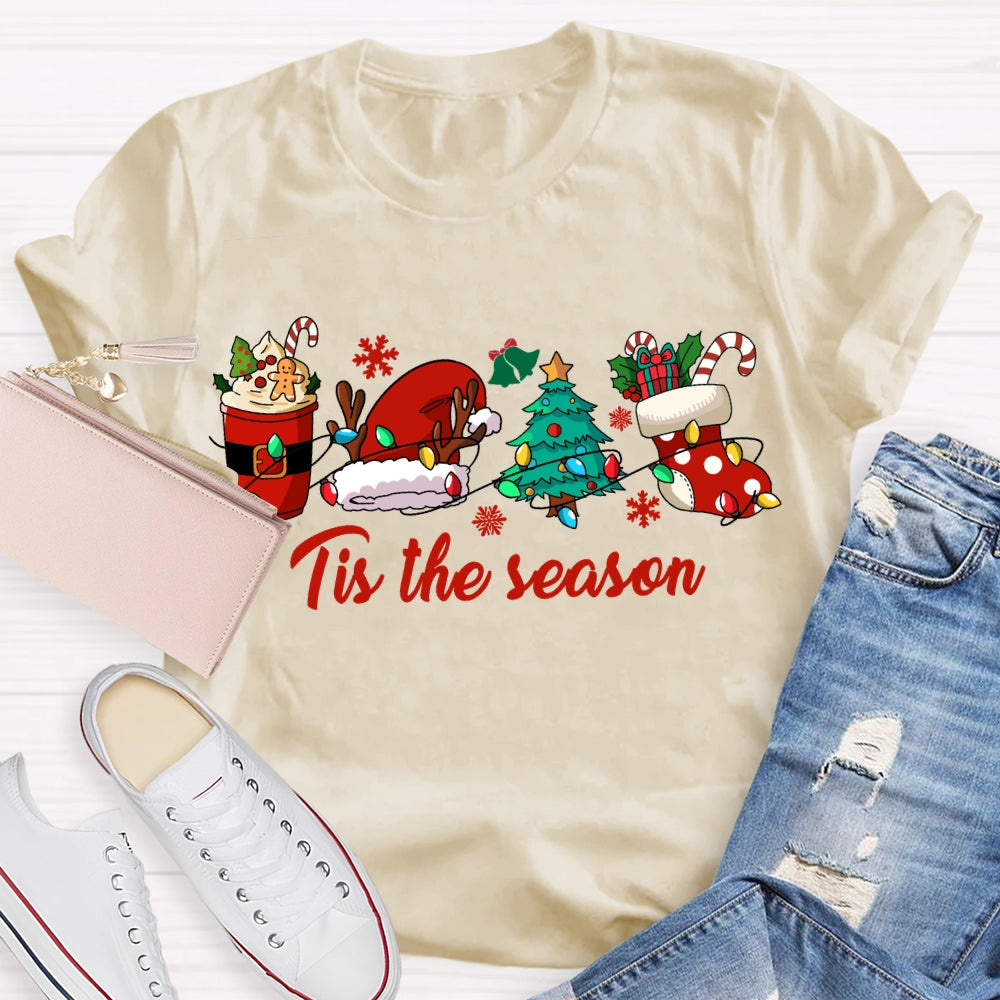 His The Season Christmas Tree And Santa Hat Christmas T-shirt