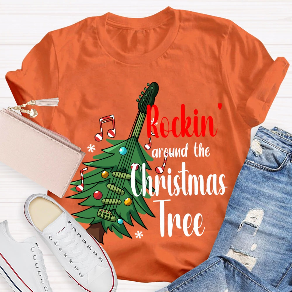 Rockin Around The Christmas Tree Christmas Guitar Tree T-shirt