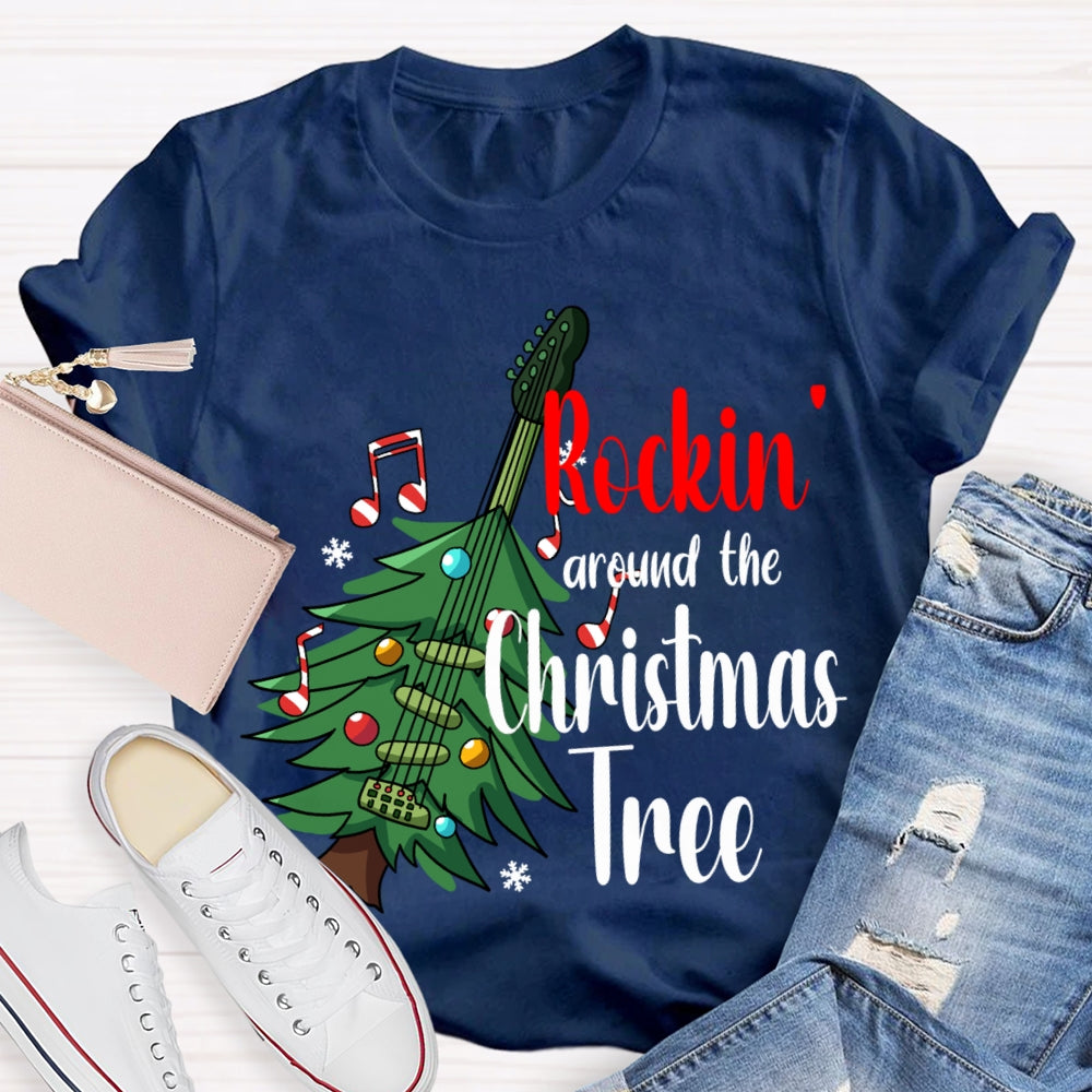 Rockin Around The Christmas Tree Christmas Guitar Tree T-shirt