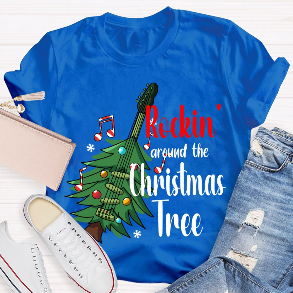 Rockin Around The Christmas Tree Christmas Guitar Tree T-shirt