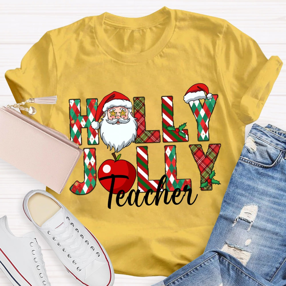 Teacher Santa Claus And Apples Christmas T-shirt