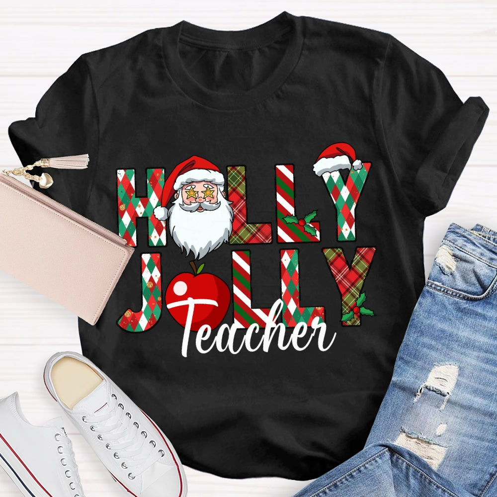 Teacher Santa Claus And Apples Christmas T-shirt