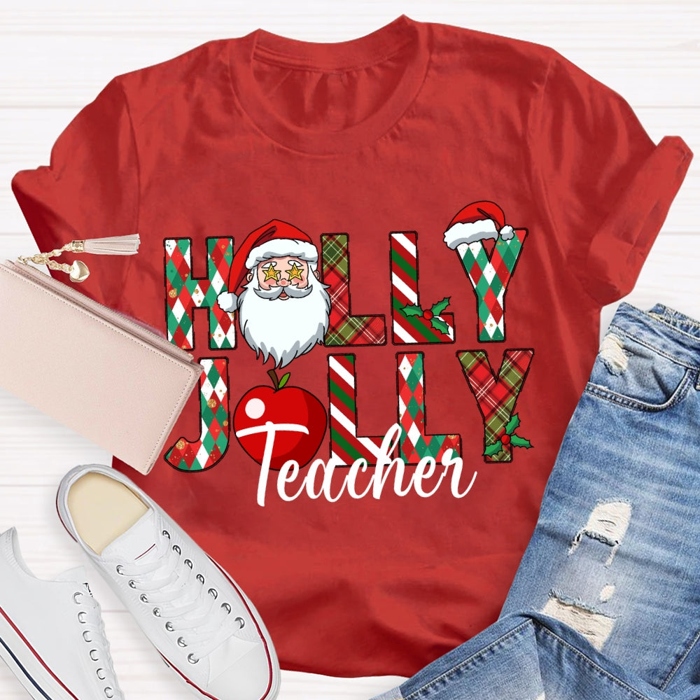 Teacher Santa Claus And Apples Christmas T-shirt