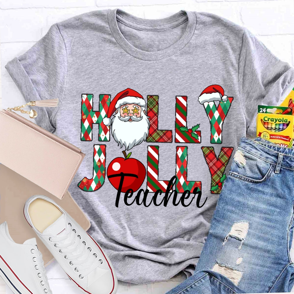 Teacher Santa Claus And Apples Christmas T-shirt