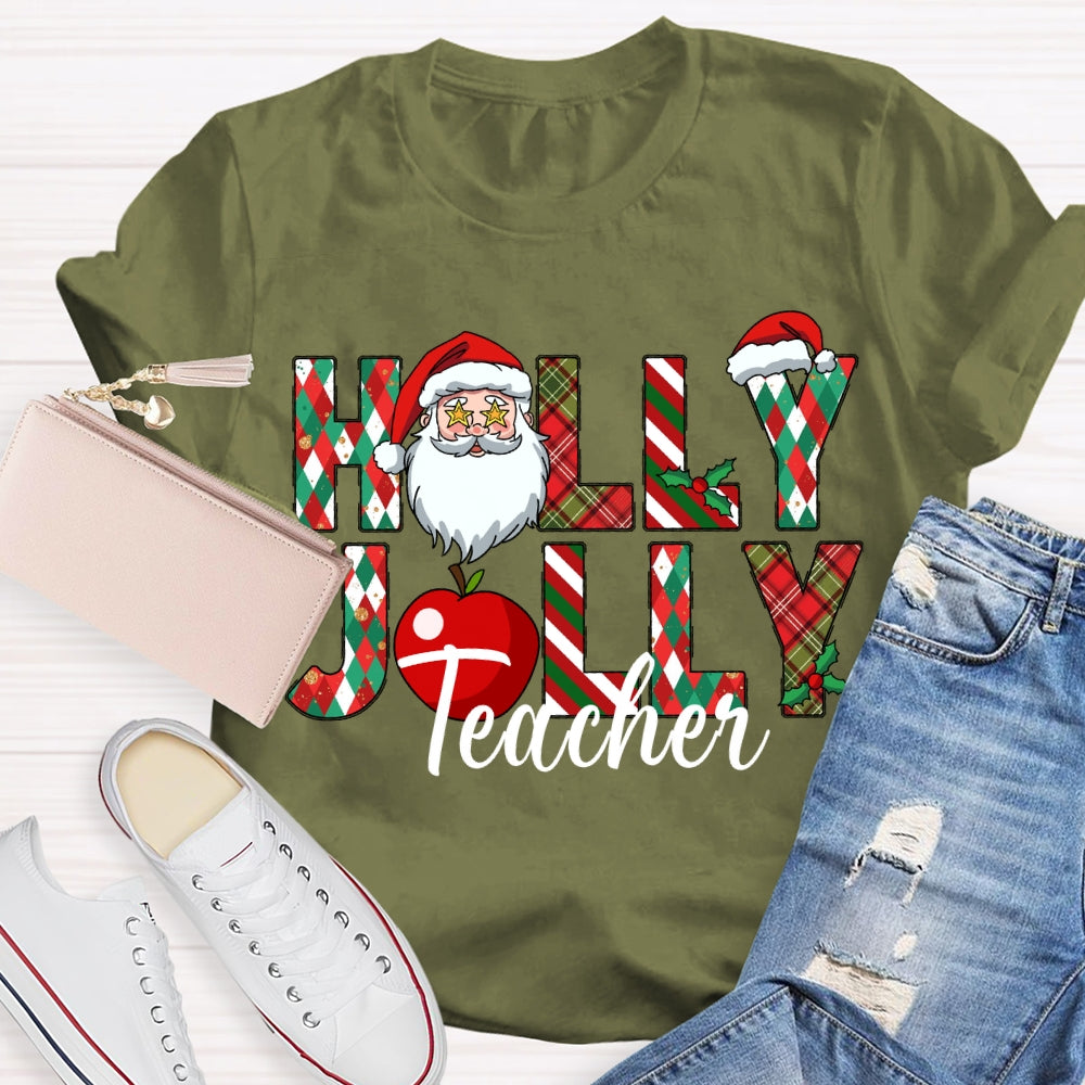 Teacher Santa Claus And Apples Christmas T-shirt