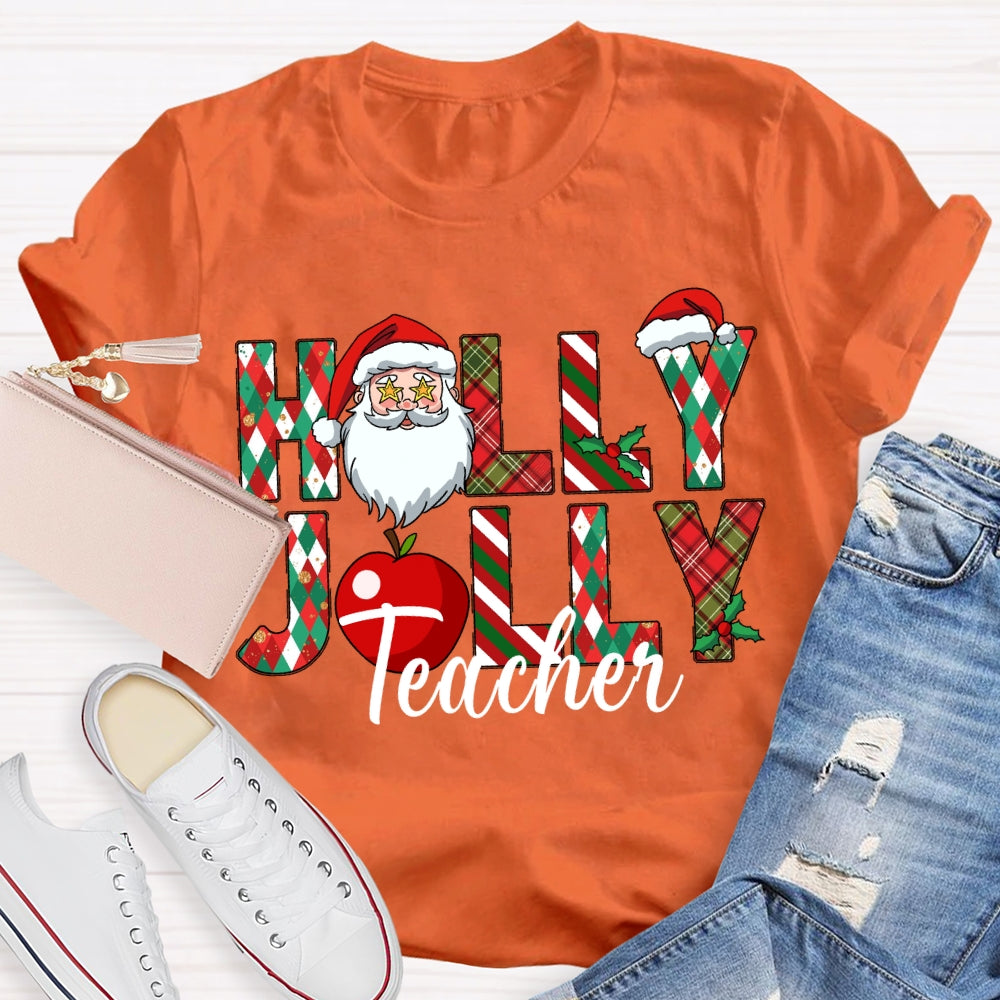 Teacher Santa Claus And Apples Christmas T-shirt