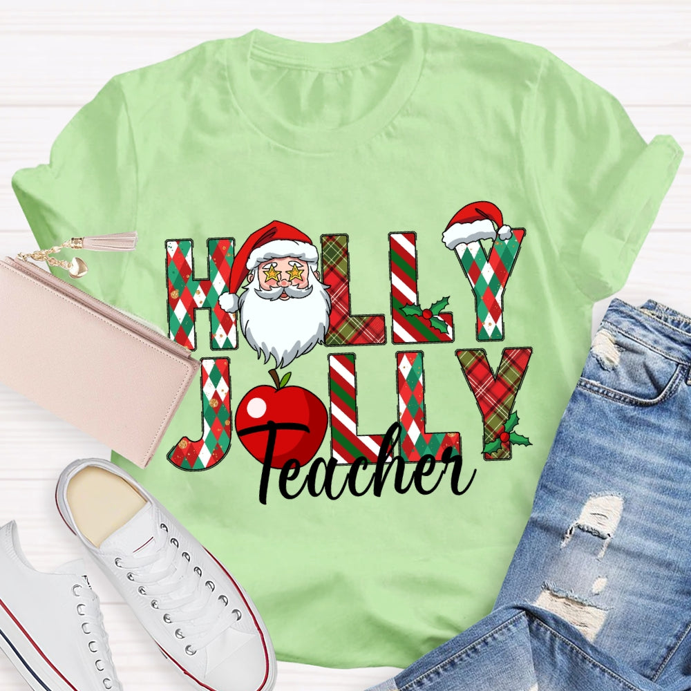 Teacher Santa Claus And Apples Christmas T-shirt